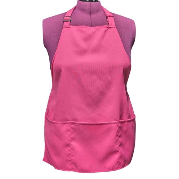 Pink Classic Short Apron Soft Fabric with Three Large Pockets - Picture 3 of 5